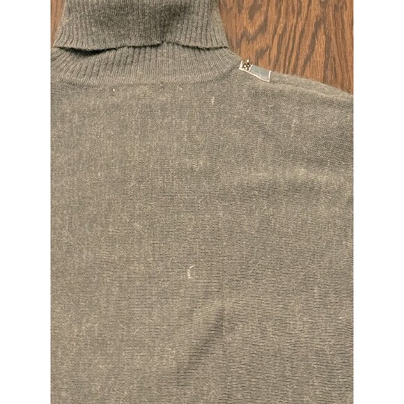 Vintage 80s Abstract Oversized Sweater Dress Large Shoulder Pads Turtleneck Grey - Picture 15 of 16